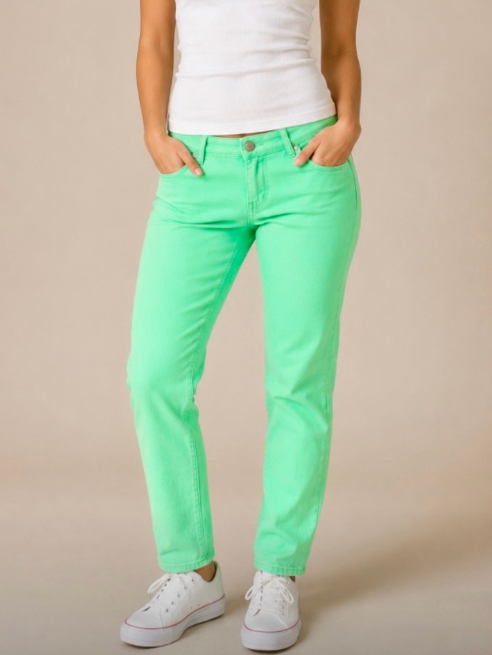 CARLETTI Vintage Low-Rise Neon Cotton Skinny Jeans